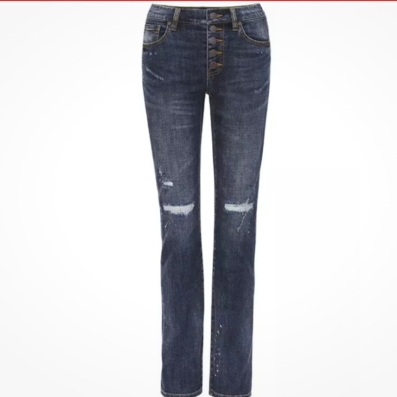 CABI BUTTON FLY STRAIGHT LEG JEANS IN REWORK WASH #6068 - SIZE 8 - NWT! - Picture 3 of 10